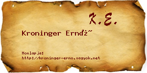 Kroninger Ernő névjegykártya